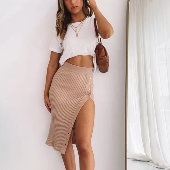 Beginning Boutique Dresses & Skirts - Bonjour Midi Skirt Mocha (Beginning Boutique)